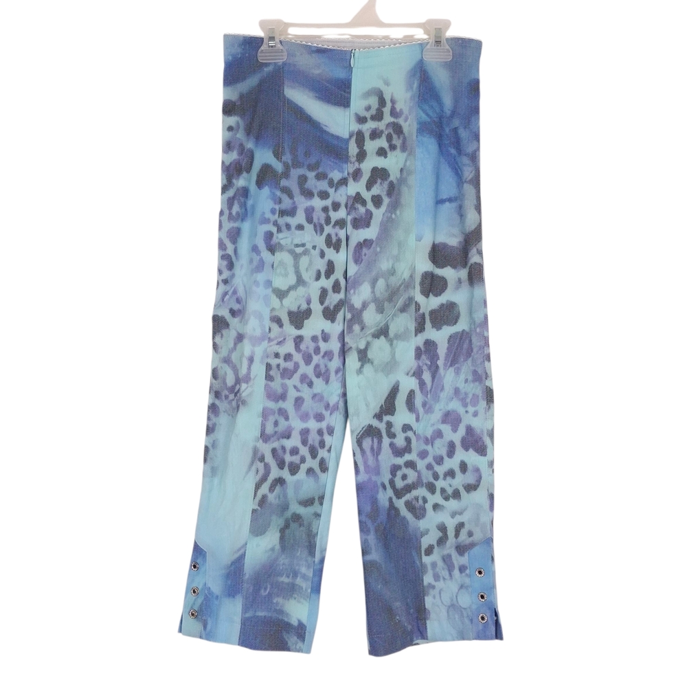 LTX Sportswear 90s Y2K stretch capris leopard rhinestone bling streetwear blue